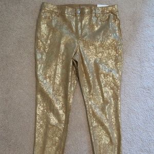 Chicos The Platinum Pull On Gold Foiled Jegging